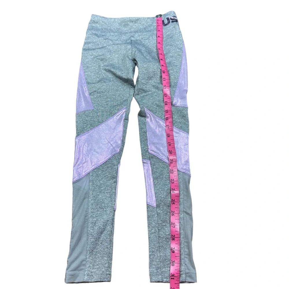 JUSTICE: Girl’s Gray & Metallic Purple Athletic Leggings -Size 12